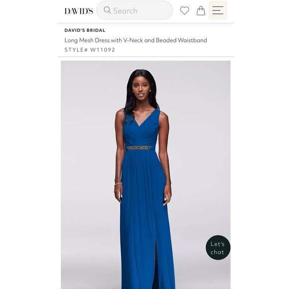 David’s Bridal Cobalt Blue Rhinestone Waist Bridesmaid Formal Dress 10 L W11092 - Picture 15 of 16